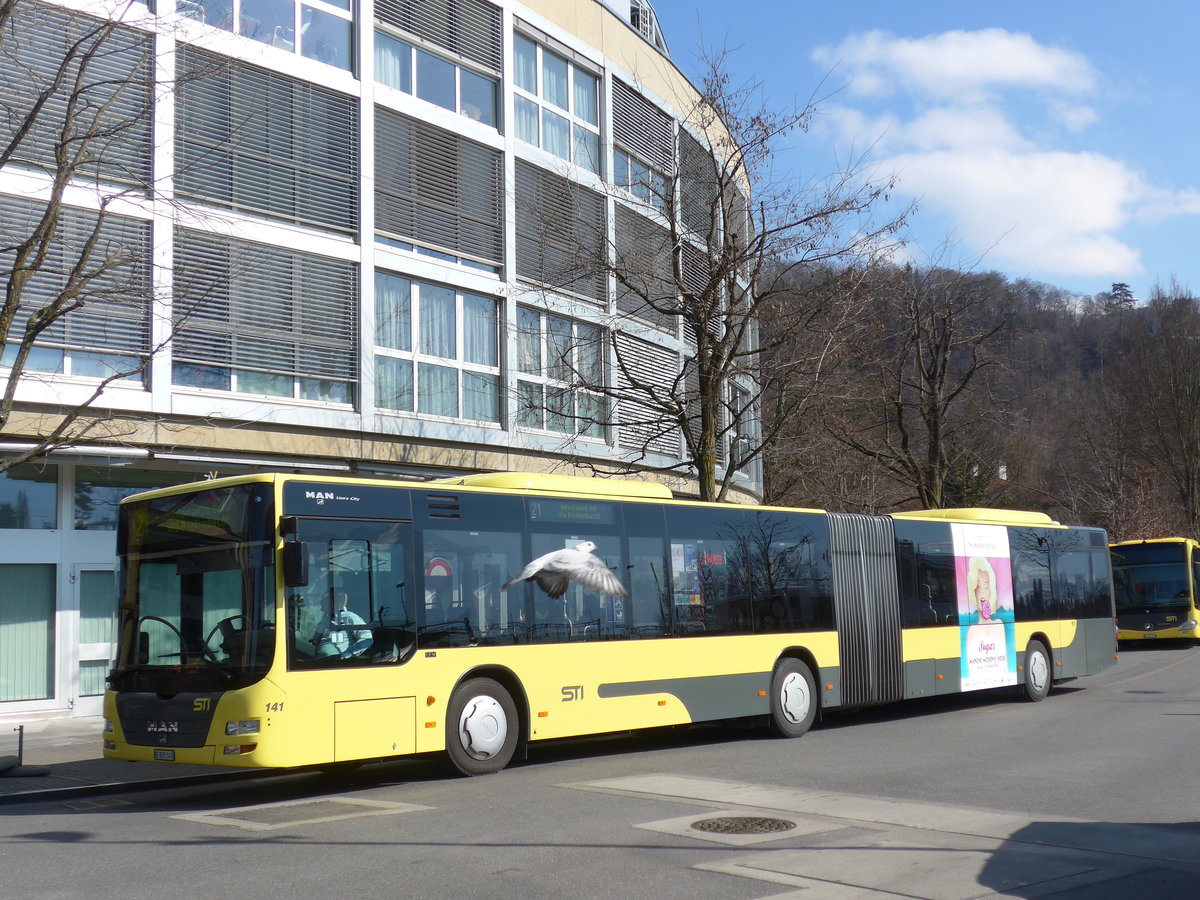 (169'219) - STI Thun - Nr. 141/BE 801'141 - MAN am 10. M�rz 2016 bei der Schiffl�ndte Thun