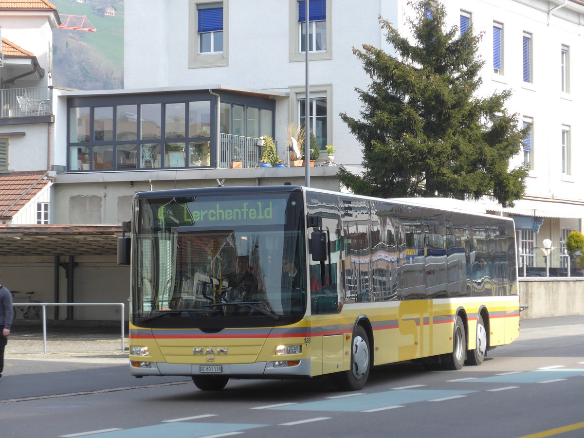 (169'247) - STI Thun - Nr. 138/BE 801'138 - MAN am 15. M�rz 2016 in Thun, Guisanplatz