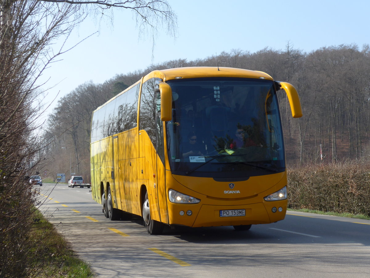 (169'262) - Aus Polen: ??? - PO 153ME - Scania am 19. M�rz 2016 in Neuhausen, Zollstrasse