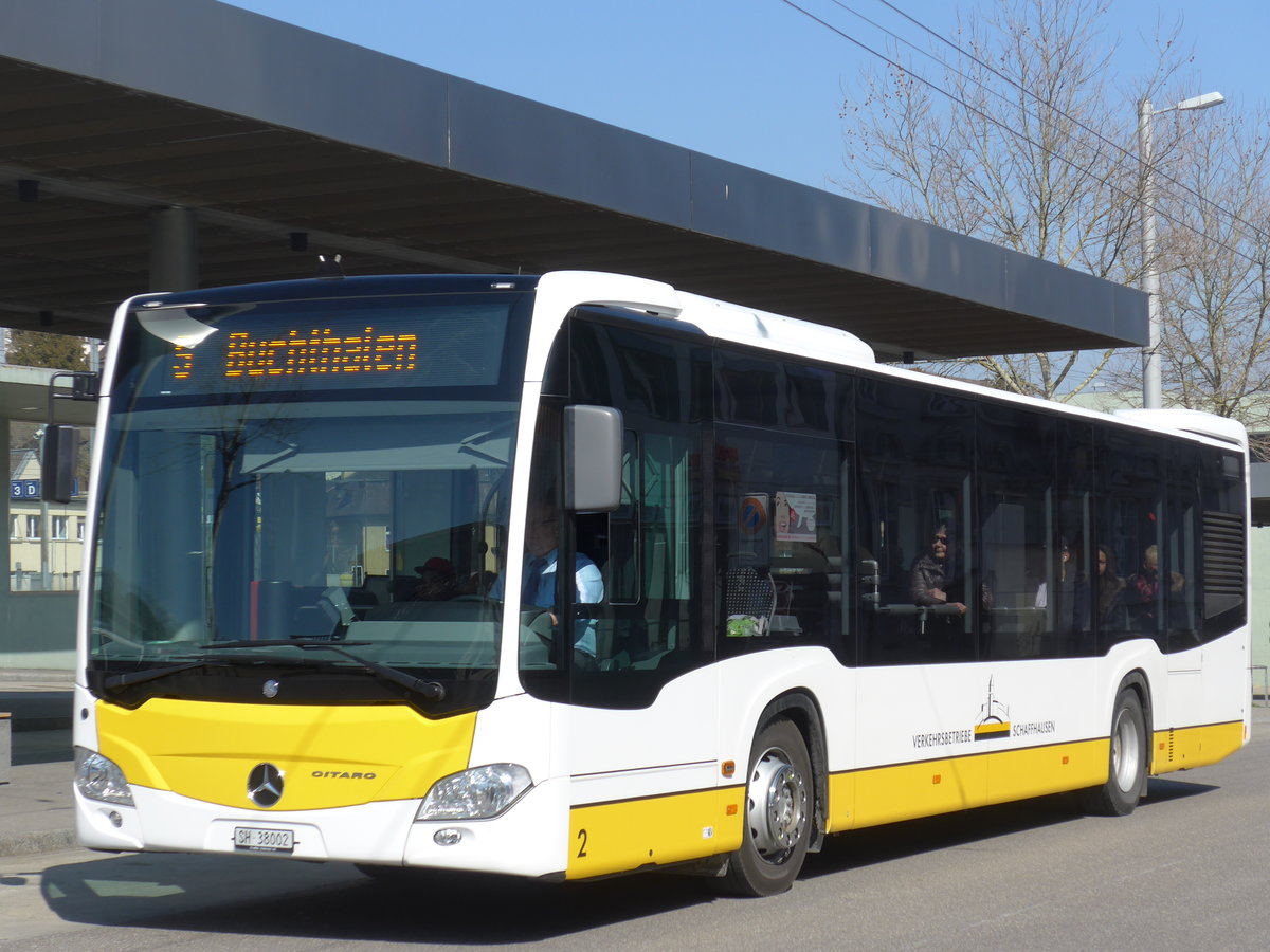 (169'294) - VBSH Schaffhausen - Nr. 2/SH 38'002 - Mercedes am 19. M�rz 2016 beim Bahnhof Schaffhausen