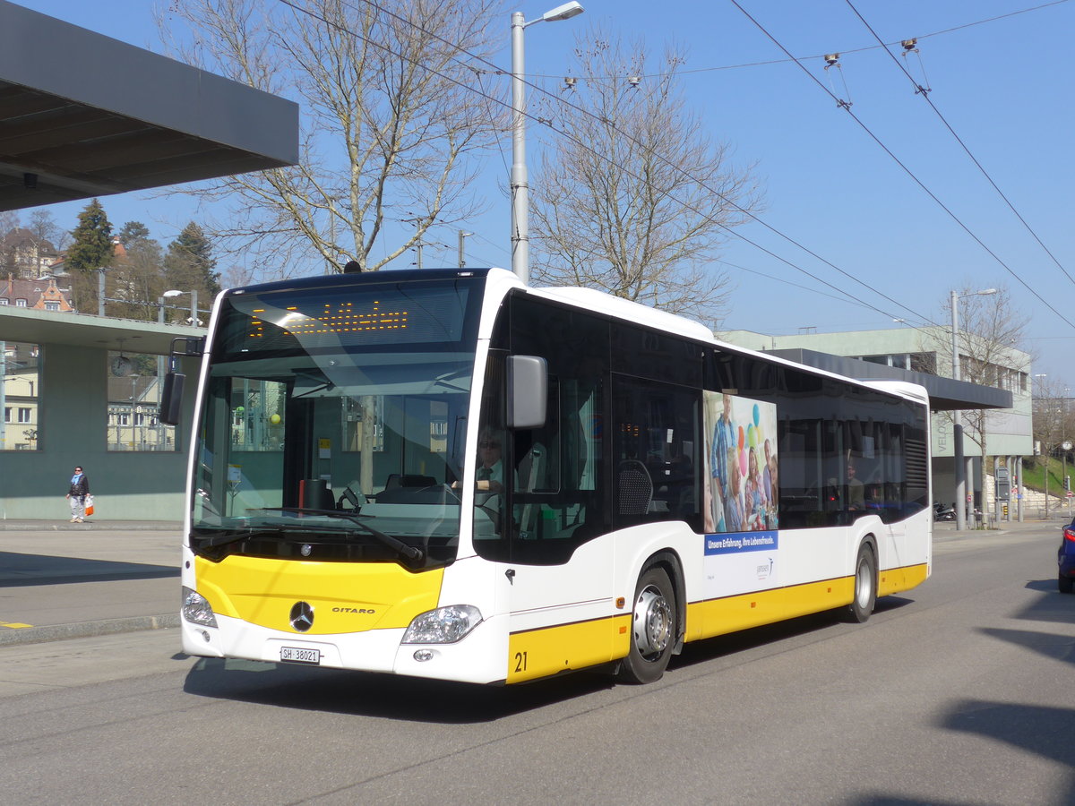 (169'300) - VBSH Schaffhausen - Nr. 21/SH 38'021 - Mercedes am 19. M�rz 2016 beim Bahnhof Schaffhausen