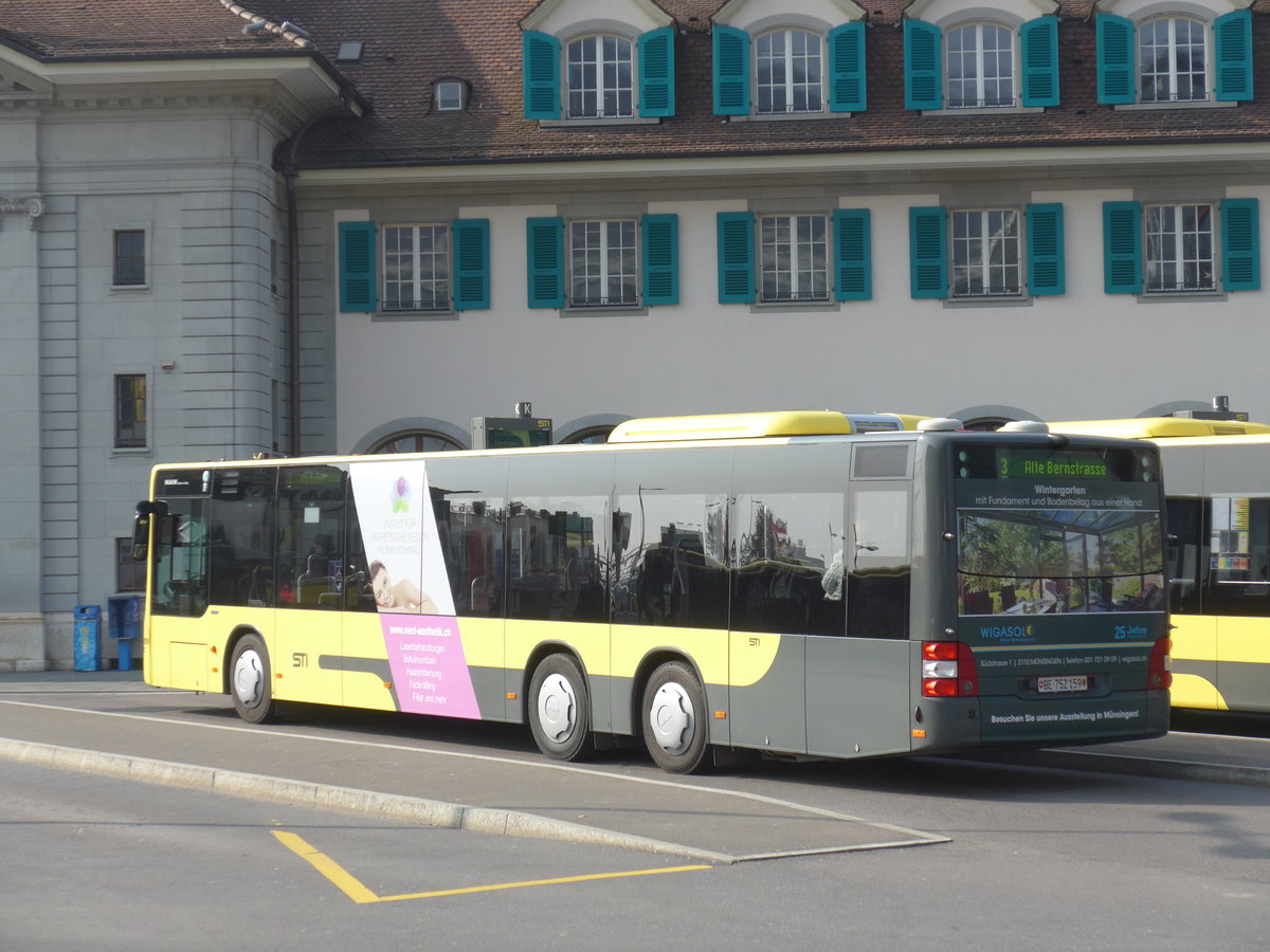 (169'346) - STI Thun - Nr. 159/BE 752'159 - MAN am 21. M�rz 2016 beim Bahnhof Thun