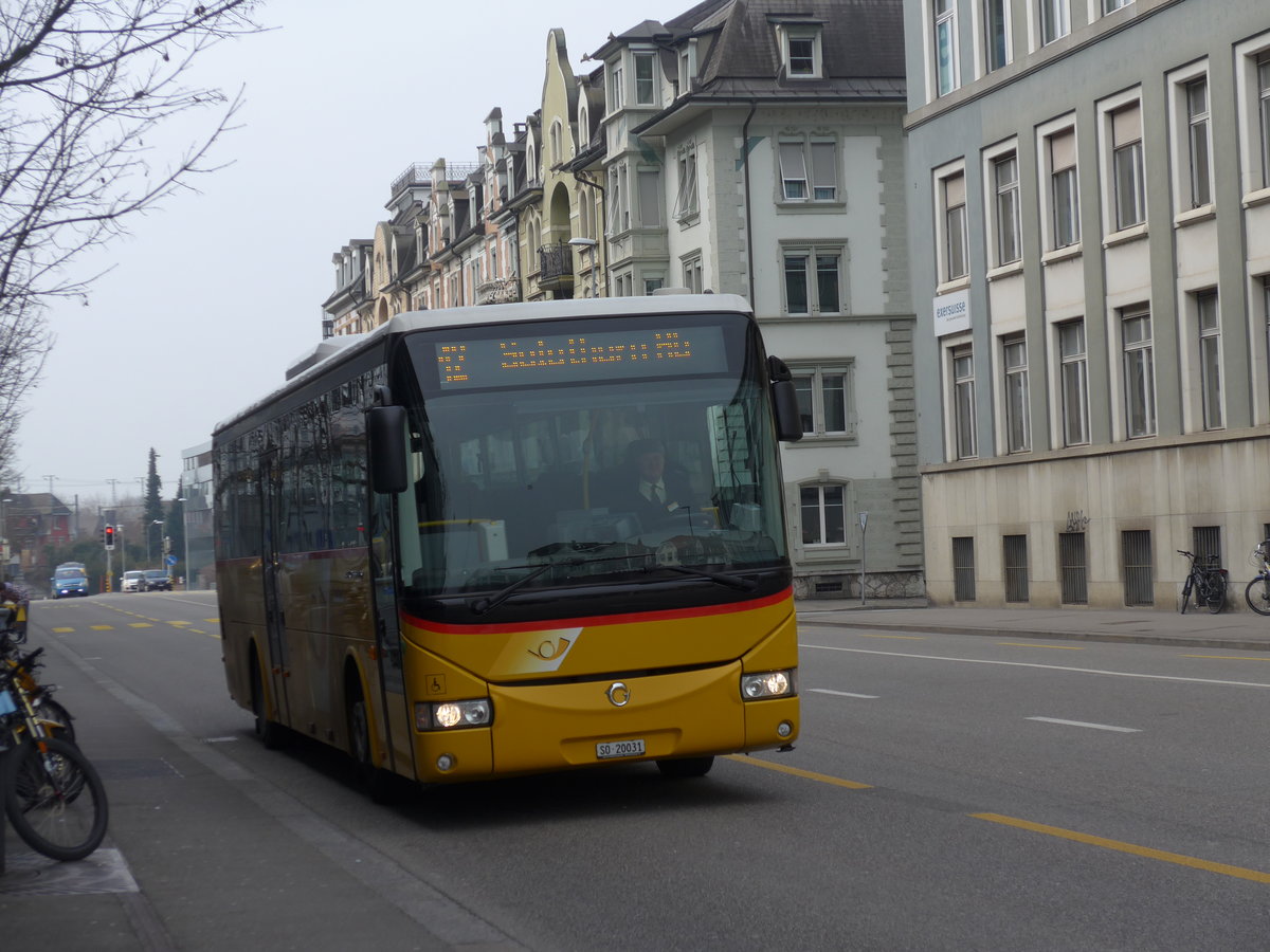 (169'349) - Flury, Balm - SO 20'031 - Irisbus am 21. M�rz 2016 beim Hauptbahnhof Solothurn