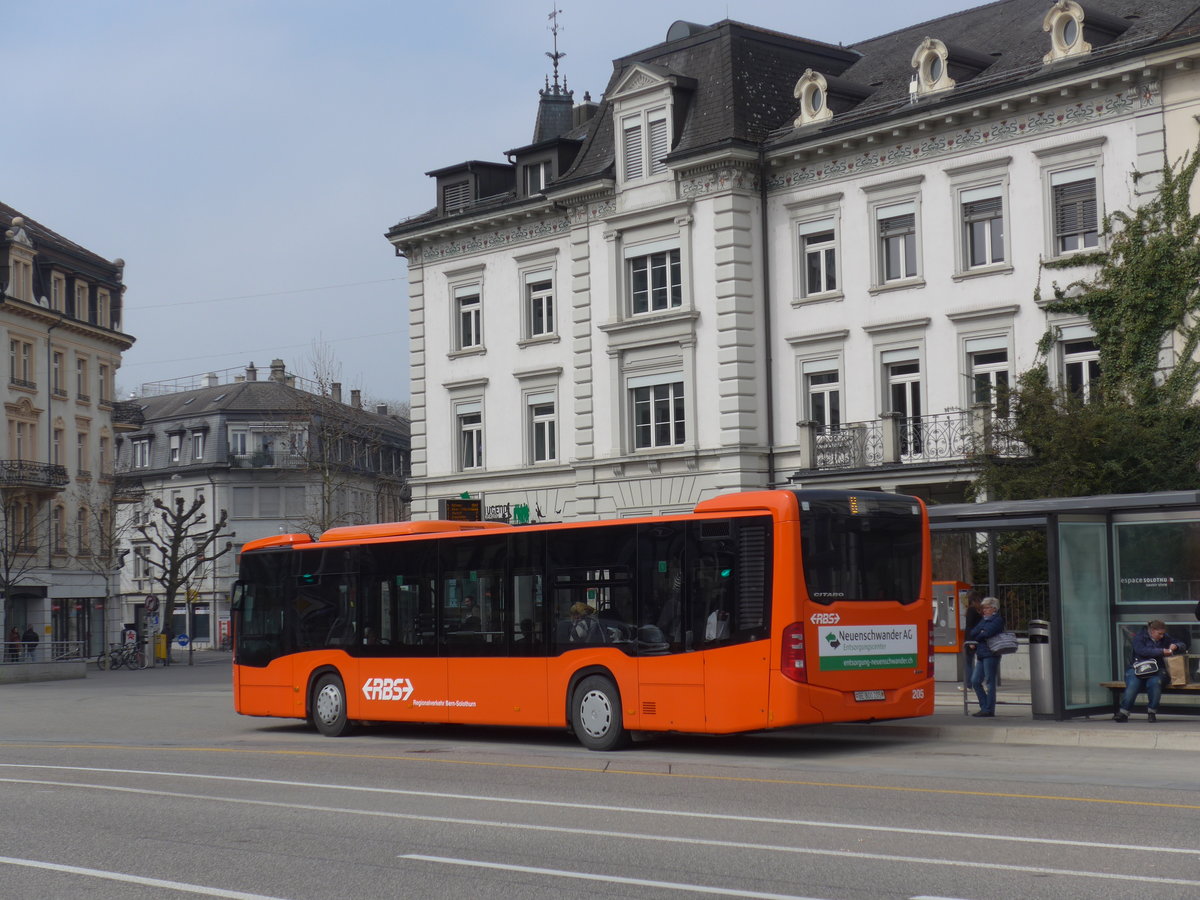 (169'365) - RBS Worblaufen - Nr. 205/BE 800'205 - Mercedes am 21. M�rz 2016 beim Hauptbahnhof Solothurn