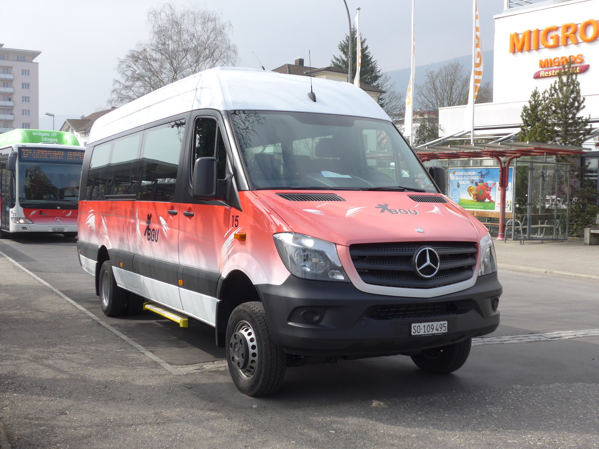 (169'383) - BGU Grenchen - Nr. 15/SO 109'495 - Mercedes am 21. M�rz 2016 beim Bahnhof Grenchen S�d
