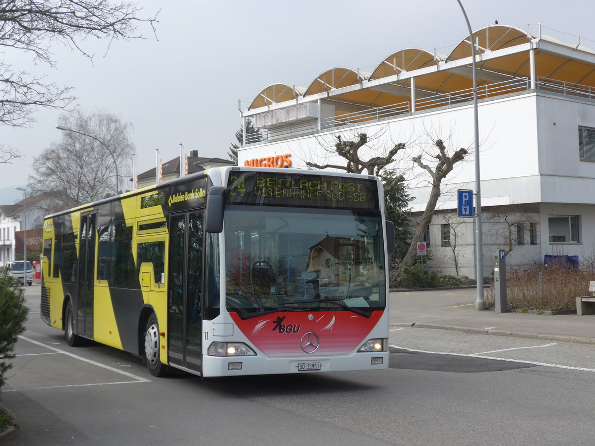 (169'394) - BGU Grenchen - Nr. 11/SO 21'951 - Mercedes am 21. M�rz 2016 beim Bahnhof Grenchen S�d