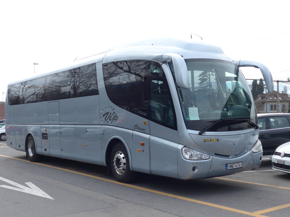 (169'421) - Aus Griechenland: ??? - HNE-4741 - Scania/Irizar am 23. M�rz 2016 in Thun, CarTerminal