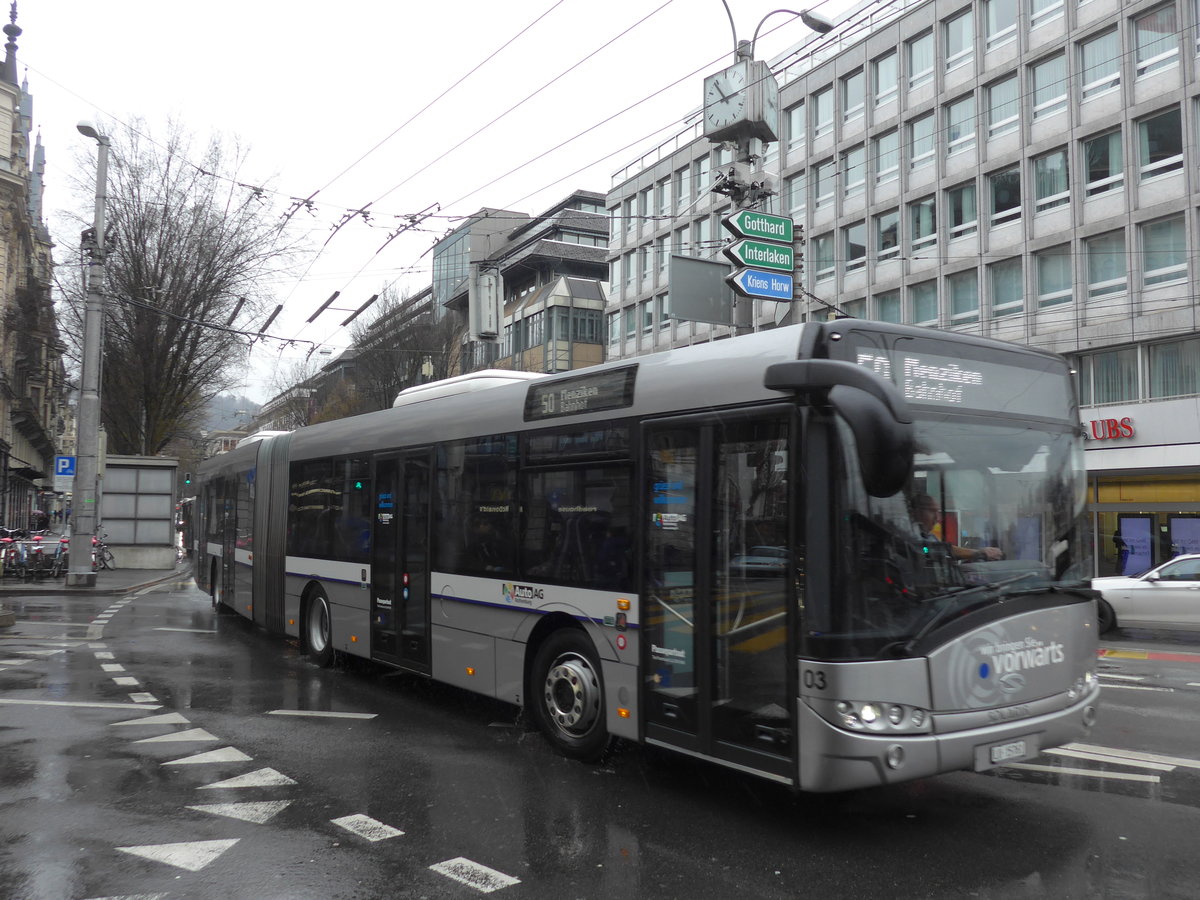 (169'467) - AAGR Rothenburg - Nr. 3/LU 15'761 - Solaris am 25. M�rz 2016 beim Bahnhof Luzern