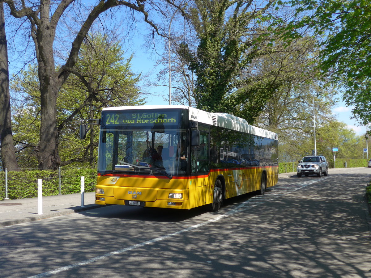(169'943) - Schwizer, Goldach - SG 80'491 - MAN am 12. April 2016 beim Hauptbahnhof Rorschach S�d