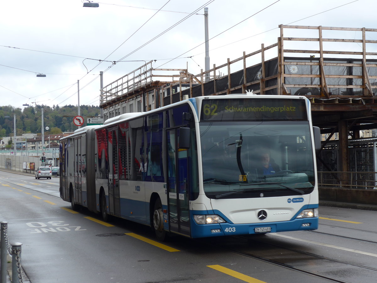 (169'994) - VBZ Z�rich - Nr. 403/ZH 745'403 - Mercedes am 14. April 2016 beim Bahnhof Z�rich-Oerlikon