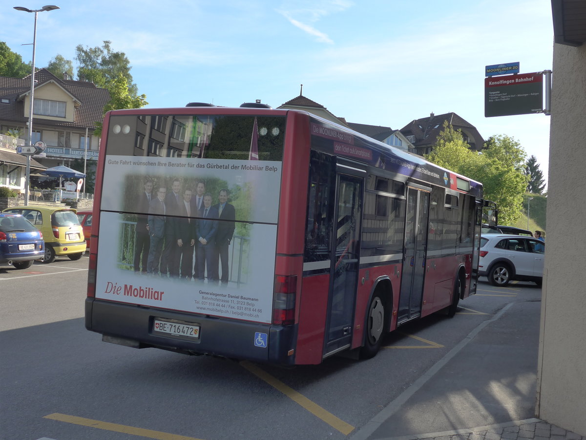 (171'211) - Bernmobil, Bern - Nr. 472/BE 716'472 - MAN/G�ppel (ex Peyer, Niederwangen Nr. 72) am 22. Mai 2016 beim Bahnhof Konolfingen