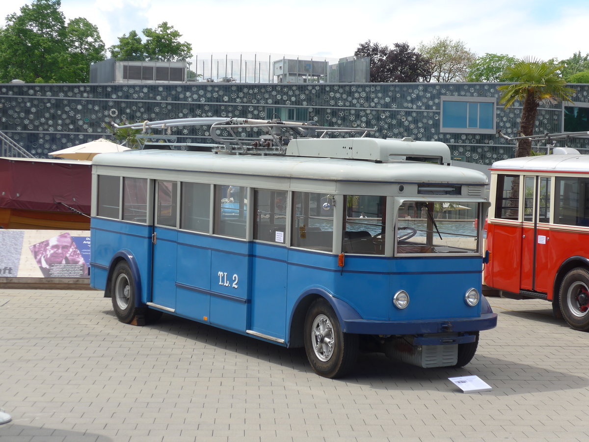 (171'352) - TL Lausanne (R�trobus) - Nr. 2 - FBW/Eggli Trolleybus (ex Nr. 3) am 22. Mai 2016 in Luzern, Verkehrshaus