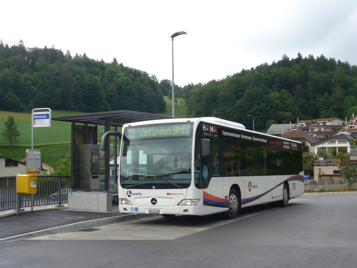 (171'623) - Limmat Bus, Dietikon - AG 370'315 - Mercedes (ex BDWM Bremgarten Nr. 15) am 4. Juni 2016 in M�hlethal, Milchh�sli
