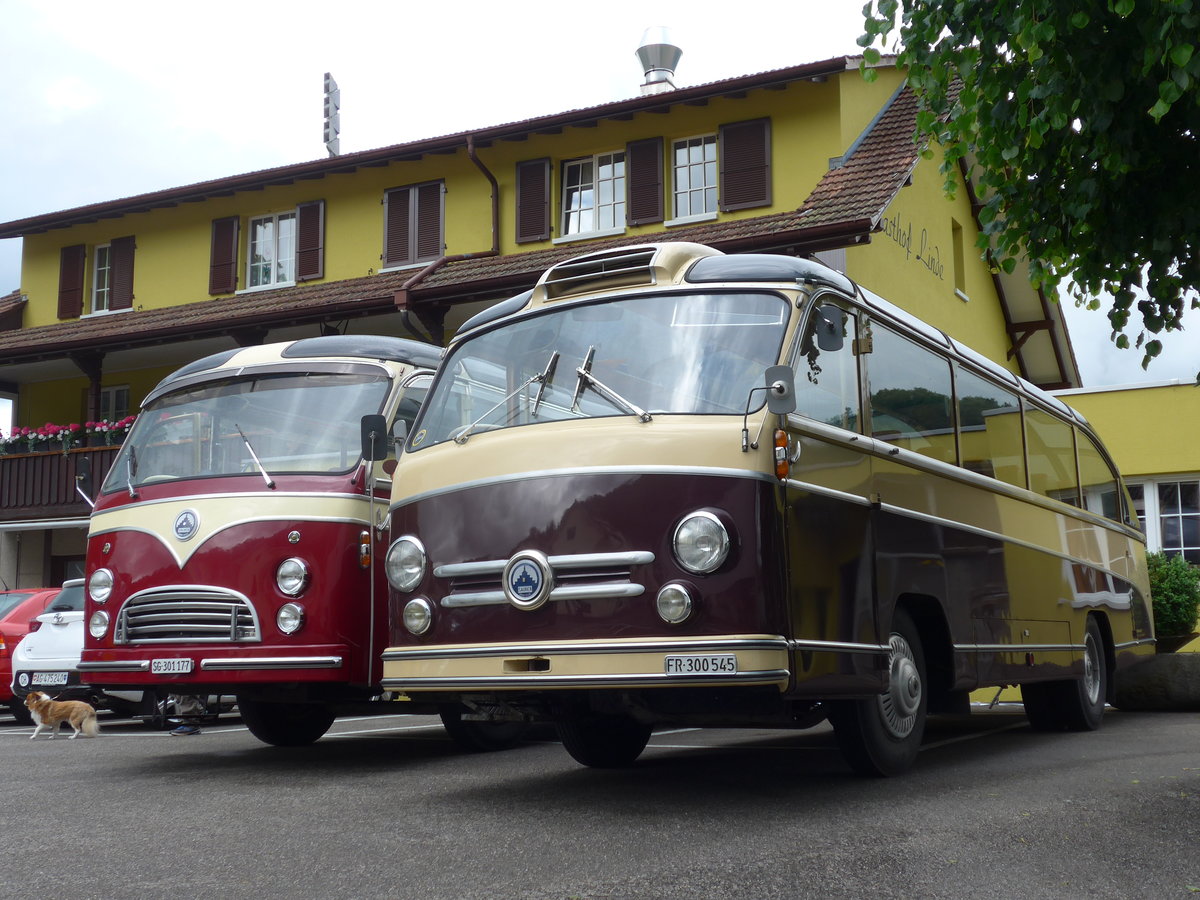 (171'628) - Schlapp, Cottens - FR 300'545 - Saurer/Saurer (ex Kopp&Tschudin, Oberuzwil; ex Gowa, Luzern; ex Waser, Stans; ex Koch, Luzern) am 4. Juni 2016 in M�hlethal, Gasthof Linde