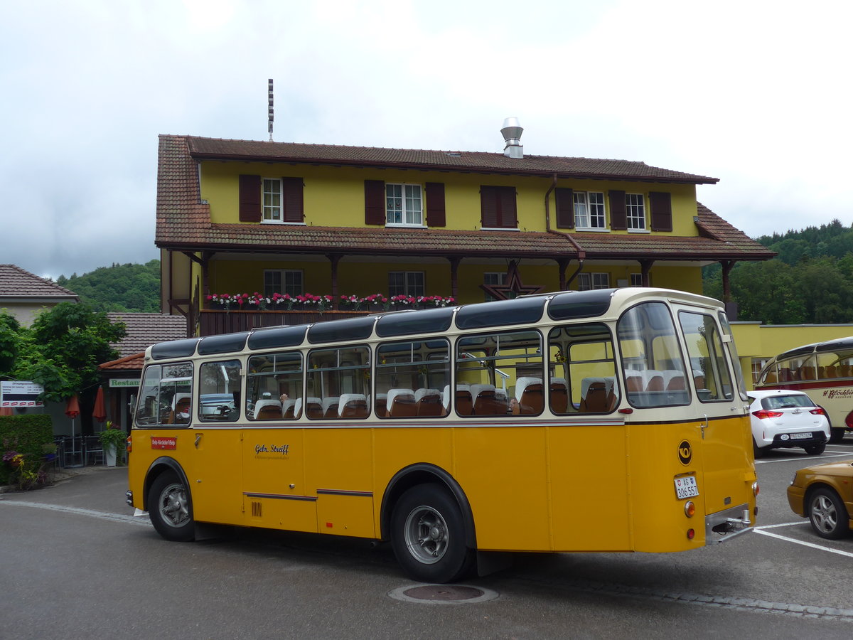 (171'631) - Streiff, Gelterkinden - AG 306'557 - Saurer/Gangloff (ex Oldie-Tours Z�risee, Wollerau; ex OTAG, Wald; ex Leibundgut, Obergoldbach; ex Krebs, Belpberg) am 4. Juni 2016 in M�hlethal, Gasthof Linde