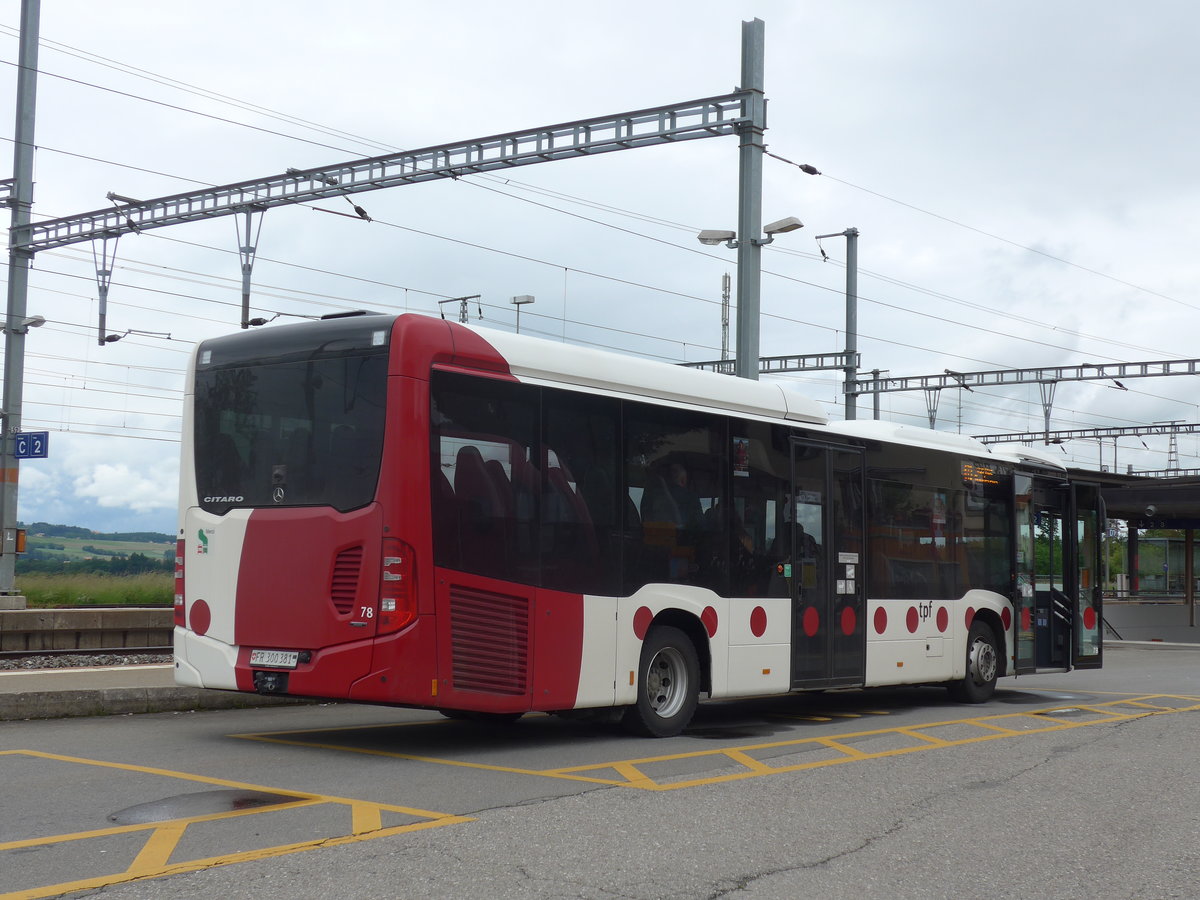 (171'816) - TPF Fribourg - Nr. 78/FR 300'381 - Mercedes am 13. Juni 2016 beim Bahnhof Pal�zieux