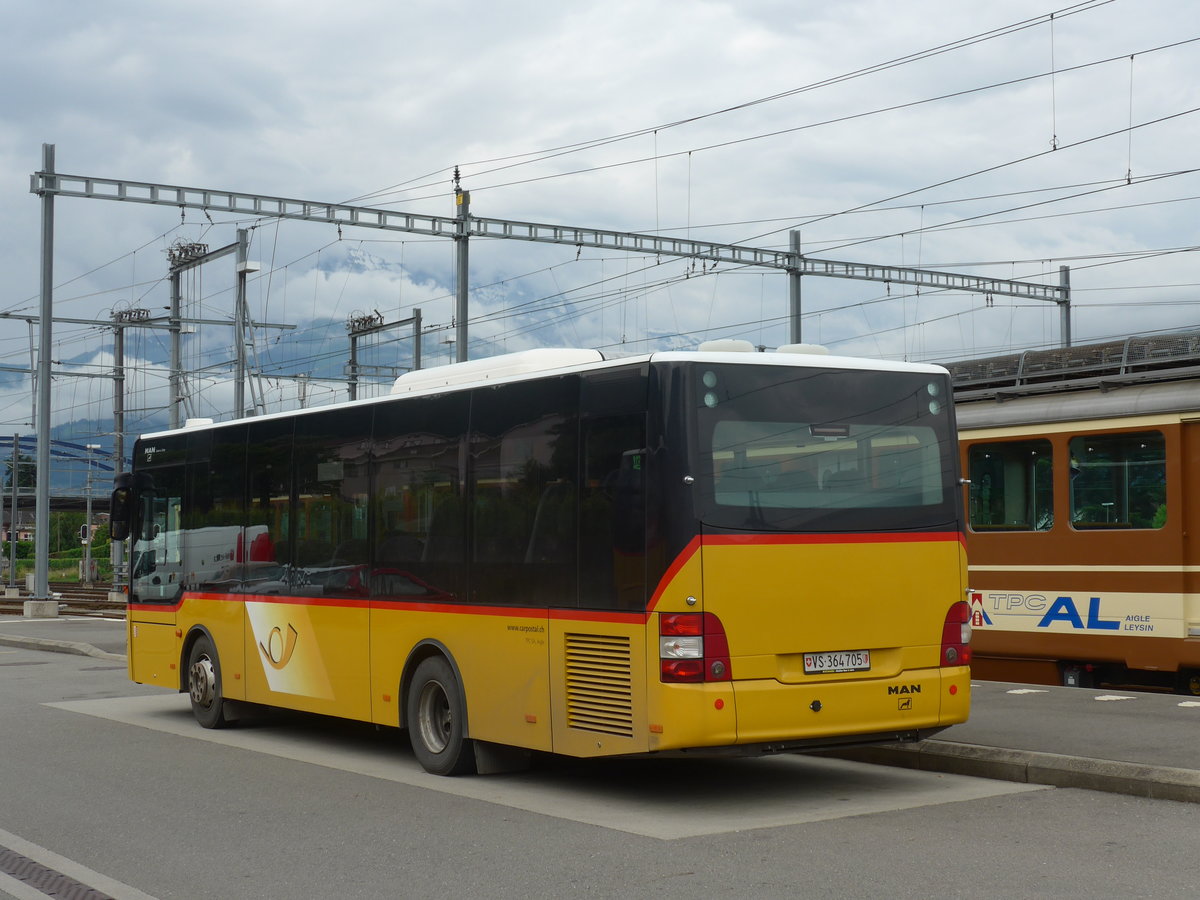 (172'112) - TPC Aigle - VS 364'705 - MAN/G�ppel (ex Evasion, St-Maurice) am 25. Juni 2016 beim Bahnhof Aigle