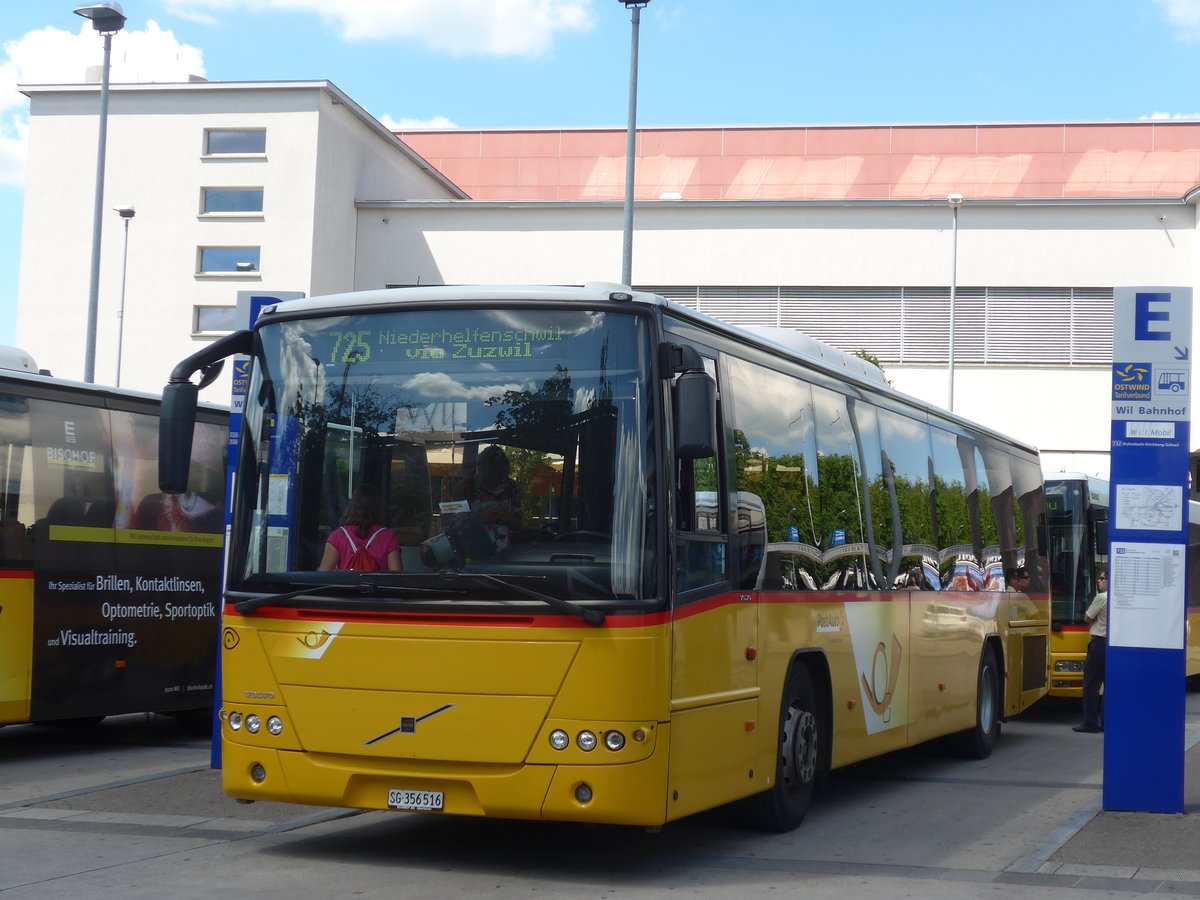 (172'658) - Schmidt, Oberb�ren - SG 356'516 - Volvo (ex PostAuto Ostschweiz) am 27. Juni 2016 beim Bahnhof Wil