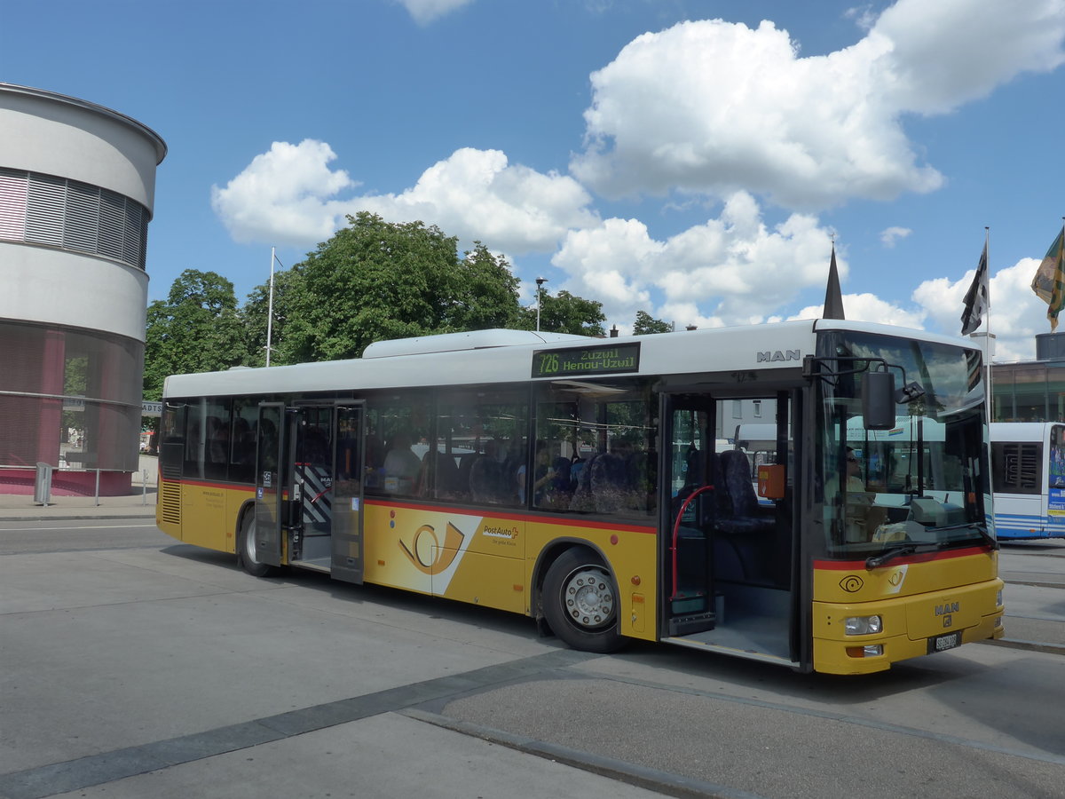 (172'662) - Postautobetriebe Unteres Toggenburg, L�tisburg - SG 284'108 - MAN am 27. Juni 2016 beim Bahnhof Wil