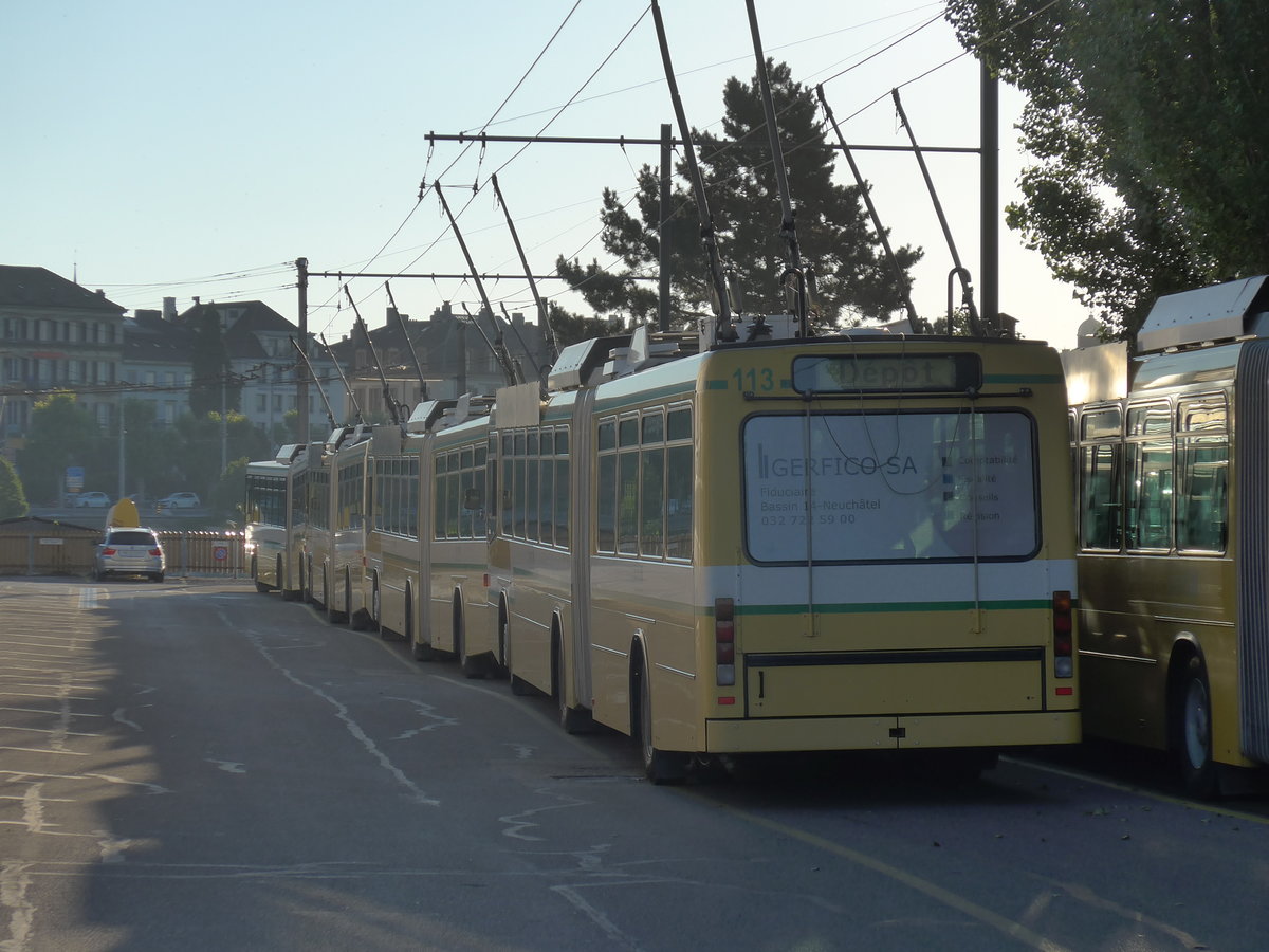 (173'098) - transN, La Chaux-de-Fonds - Nr. 113 - NAW/Hess Gelenktrolleybus (ex TN Neuch�tel Nr. 113) am 17. Juli 2016 in Neuch�tel, D�p�t