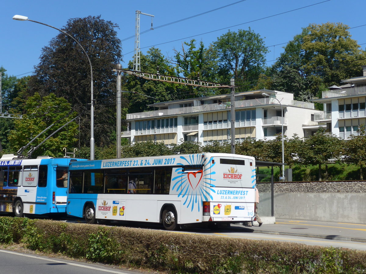 (173'737) - VBL Luzern - Nr. 312 - Lanz+Marti/Hess Personenanh�nger am 8. August 2016 in Luzern, Verkehrshaus