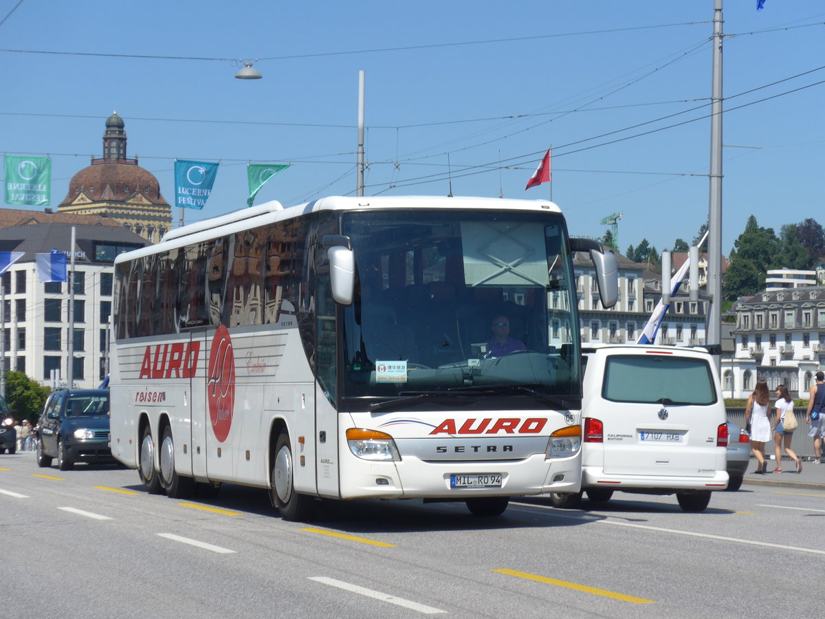 (173'839) - Aus Deutschland: Auro, Hasloch - MIL-RO 94 - Setra am 8. August 2016 in Luzern, Bahnhofbr�cke