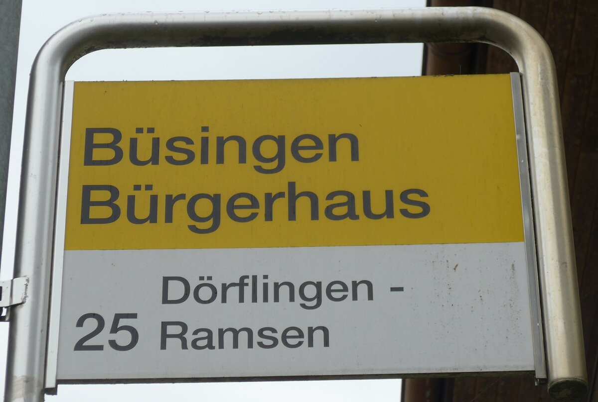 (173'951) - SB-Haltestellenschild - B�singen, B�rgerhaus - am 20. August 2016