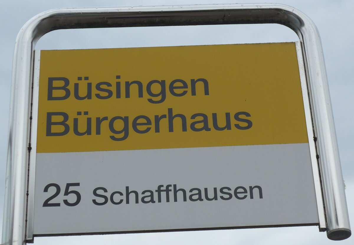 (173'953) - SB-Haltestellenschild - B�singen, B�rgerhaus - am 20. August 2016