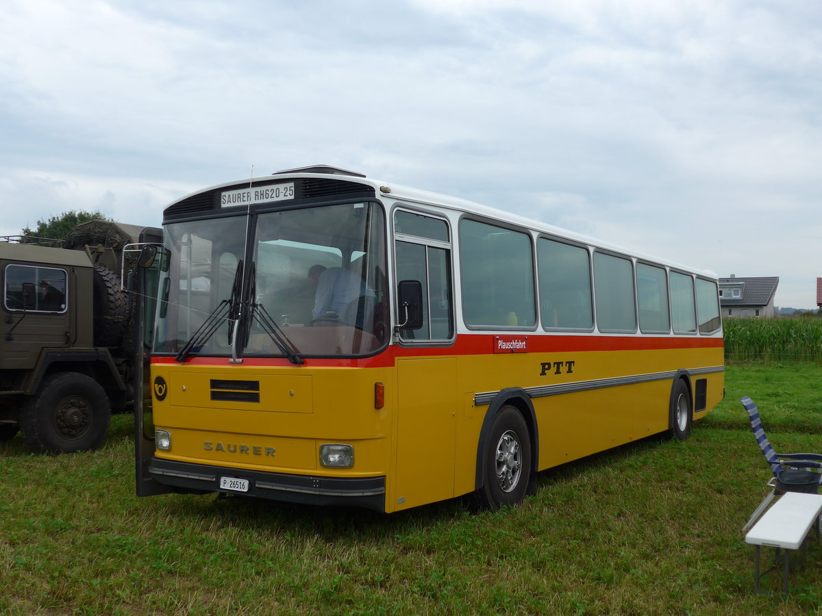 (173'981) - Aus der Schweiz: Gloor, Staufen -  P 26'516  - Saurer/Hess (ex ALMAT, Tagelswangen; ex P 26'516) am 20. August 2016 in B�singen, Bahnhof