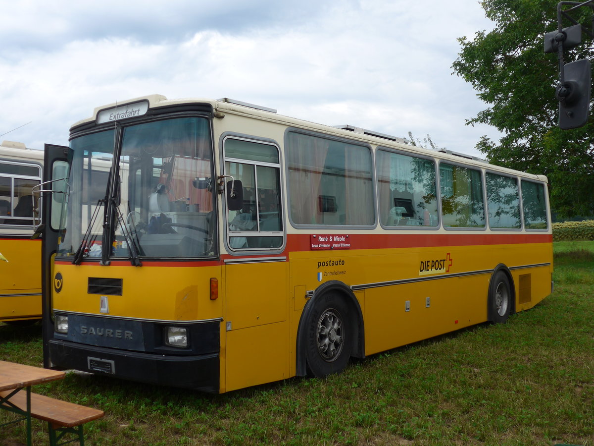 (174'006) - Aus der Schweiz: Sch�r, Ettenhausen - Saurer/R&J (ex Zimmermann, Kerns; ex Amstein, Willisau) am 20. August 2016 in B�singen, Bahnhof