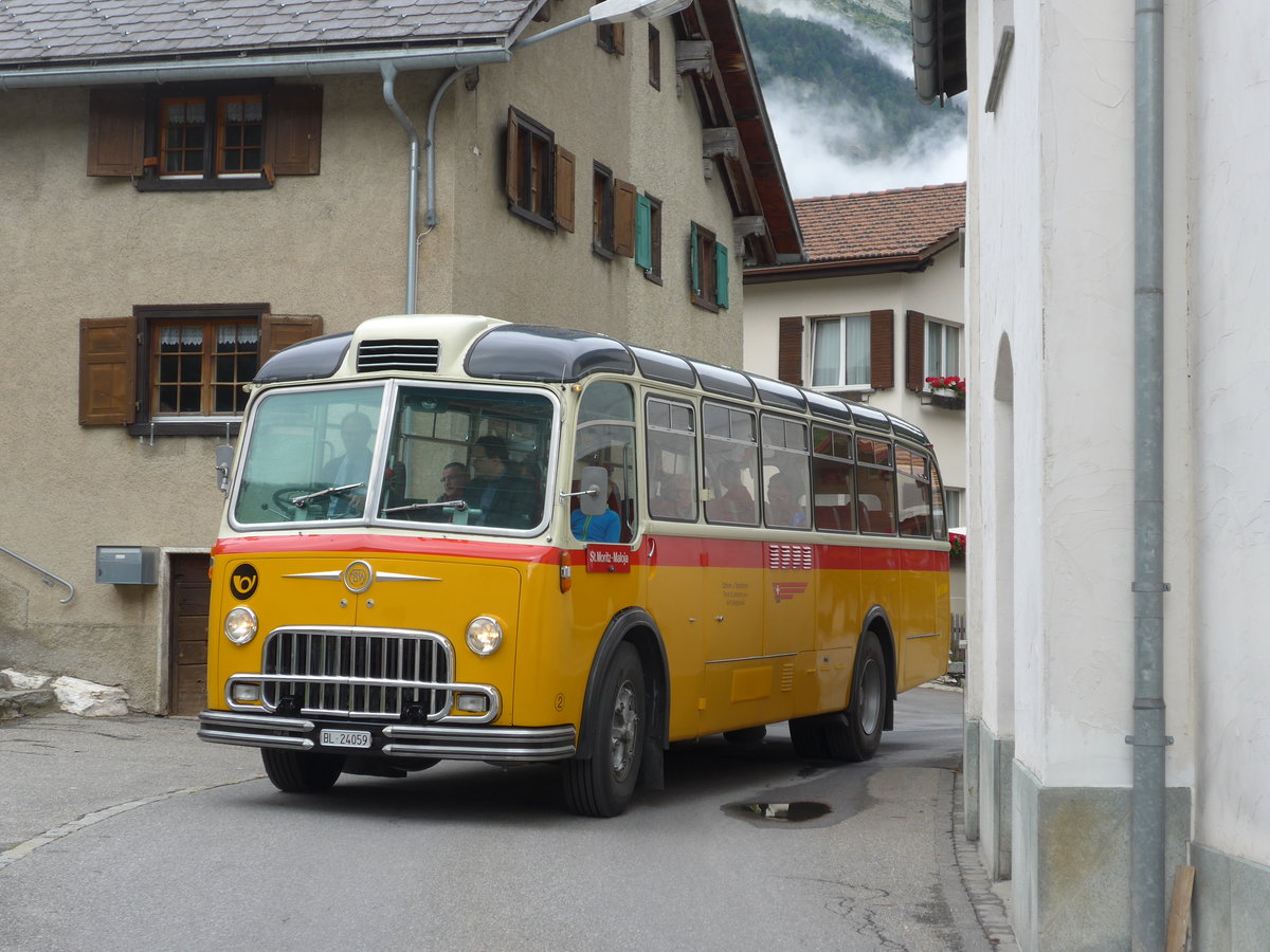(174'163) - Tanner&Lambach, Reigoldswil - Nr. 2/BL 24'059 - FBW/R&J (ex Hunziker, R�schlikon; ex P 24'059; ex P 21'559) am 21. August 2016 in Innerferrera