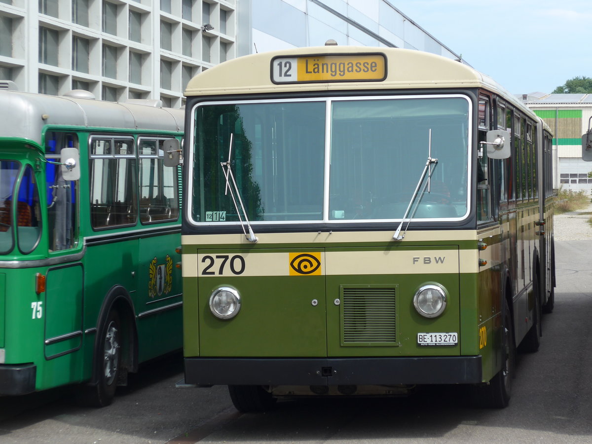 (174'540) - SVB Bern (TVB) - Nr. 270/BE 113'270 - FBW/SWS-Gangloff am �. September 2016 in Aarberg, Halle TVB
