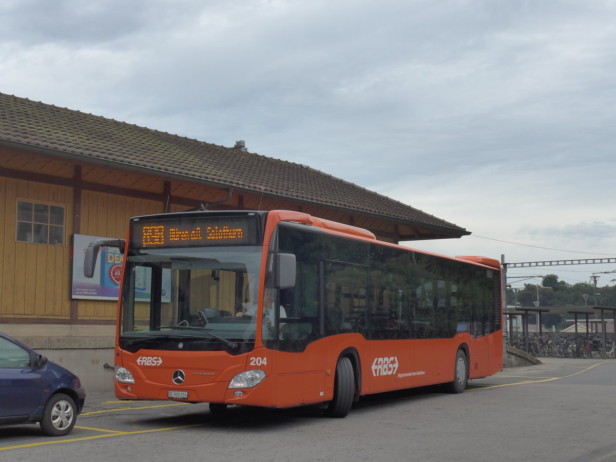 (174'552) - RBS Worblaufen - Nr. 204/BE 800'204 - Mercedes am 4. September 2016 beim Bahnhof M�nchenbuchsee