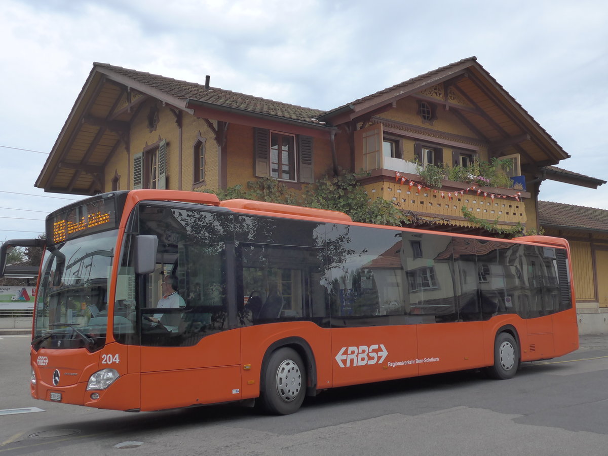 (174'553) - RBS Worblaufen - Nr. 204/BE 800'204 - Mercedes am 4. September 2016 beim Bahnhof M�nchenbuchsee
