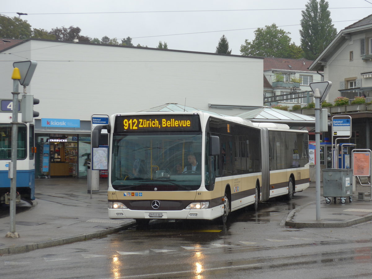 (174'578) - AZZK Zollikon - Nr. 61/ZH 513'361 - Mercedes am 5. September 2016 beim Bahnhof Z�rich-Tiefenbrunnen