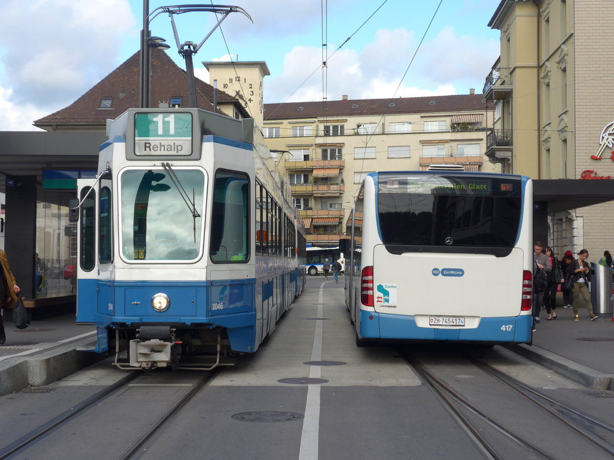 (174'648) - VBZ Z�rich - Nr. 417/ZH 745'417 - Mercedes am 5. September 2016 beim Bahnhof Z�rich-Oerlikon