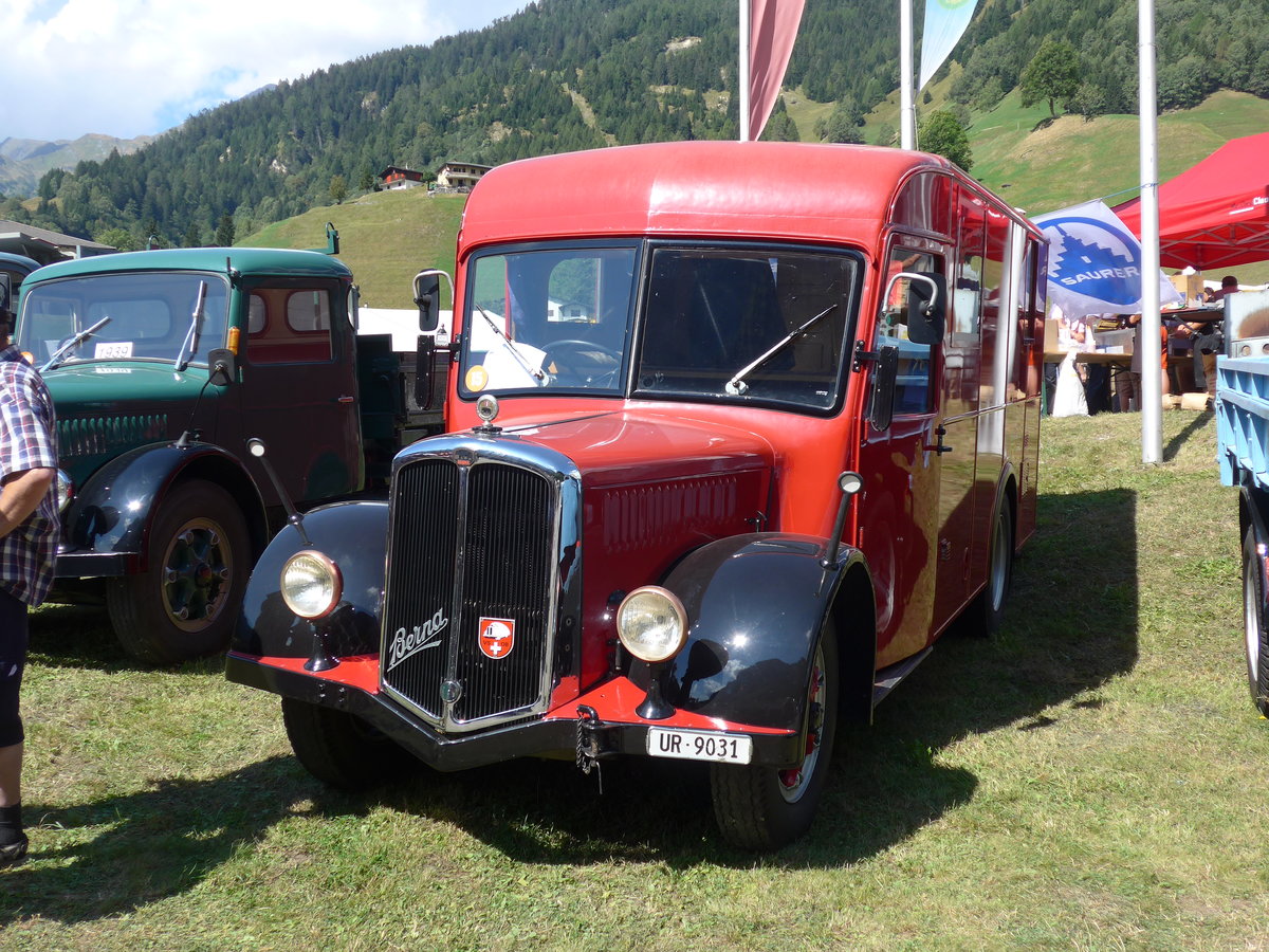 (174'705) - Schuler, Amsteg - UR 9031 - Berna/Hess (ex H�fliger, Luzern; ex M+3143) am 10. September 2016 in Campo, Saurertreffen