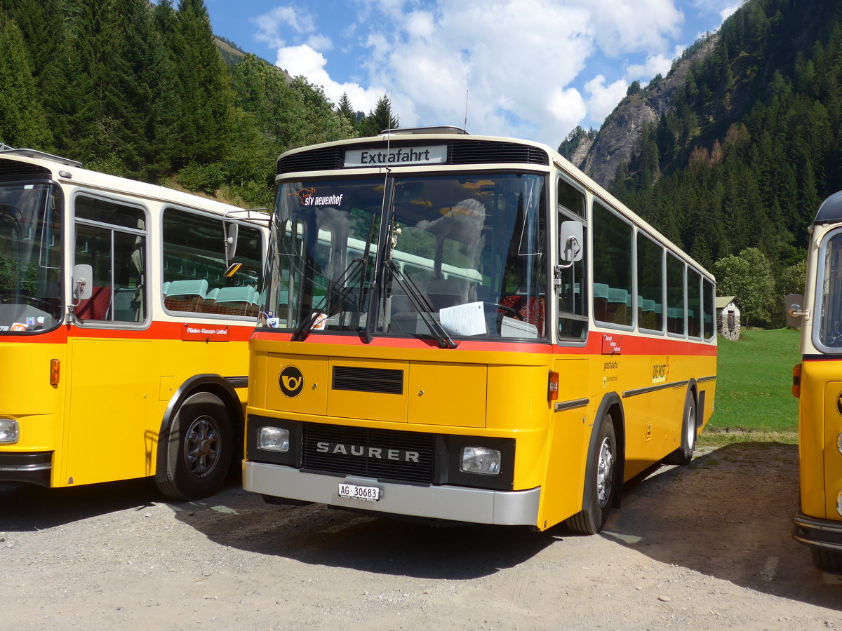 (174'747) - Voser, Neuenhof - AG 30'683 - Saurer/T�scher (ex Fischer, Roggwil; ex Mattli, Wassen) am 10. September 2016 in Campo, Saurertreffen