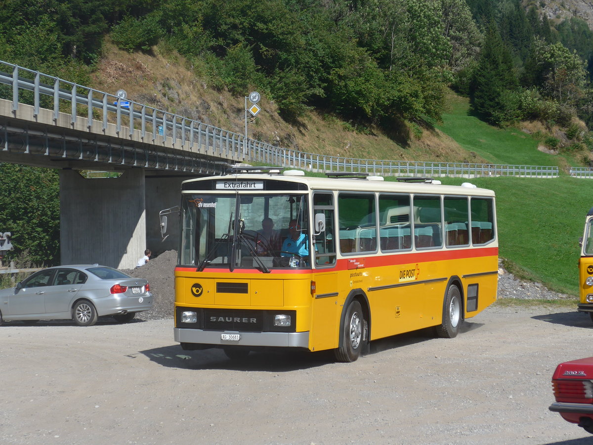(174'781) - Voser, Neuenhof - AG 30'683 - Saurer/T�scher (ex Fischer, Roggwil; ex Mattli, Wassen) am 10. September 2016 in Campo, Saurertreffen