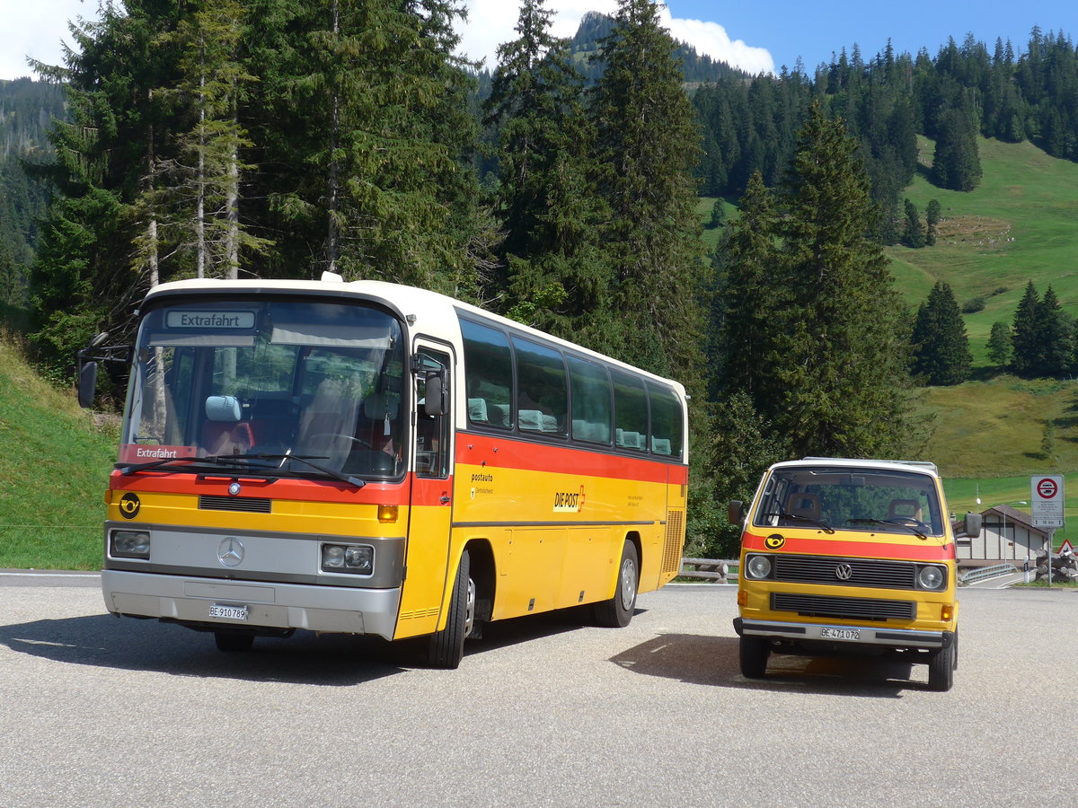 (174'881) - Buzzi, Bern - BE 910'789 - Mercedes (ex Mattli, Wassen) + Scheidegger, Sch�nb�hl - BE 471'072 - VW (ex Berwert, Stalden) am 11. September 2016 in S�renberg, Rothornbahn