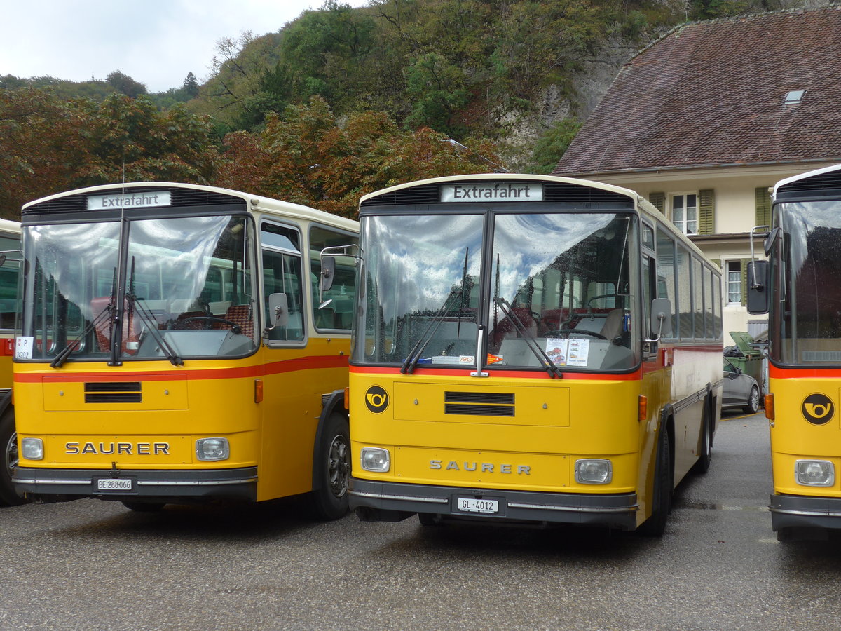 (175'324) - Schmid, Glarus - GL 4012 - Saurer/T�scher (ex Mosimann, Aesch; ex Erne, Full; ex P 24'257) am 2. Oktober 2016 in Oensingen, Bad Klus