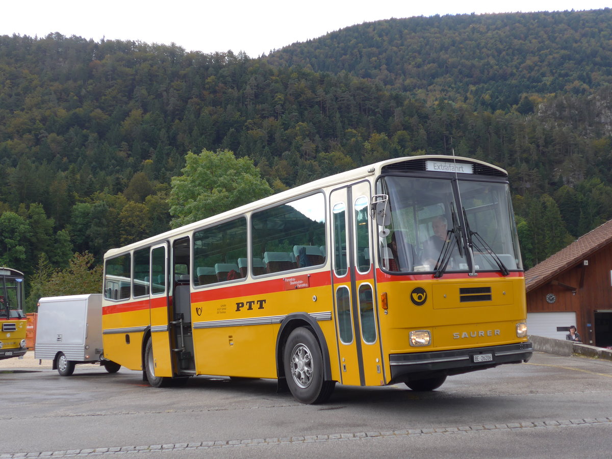(175'331) - Schmid, Th�rishaus - BE 26'206 - Saurer/T�scher (ex P 24'244) am 2. Oktober 2016 in Ramiswil, Dorf