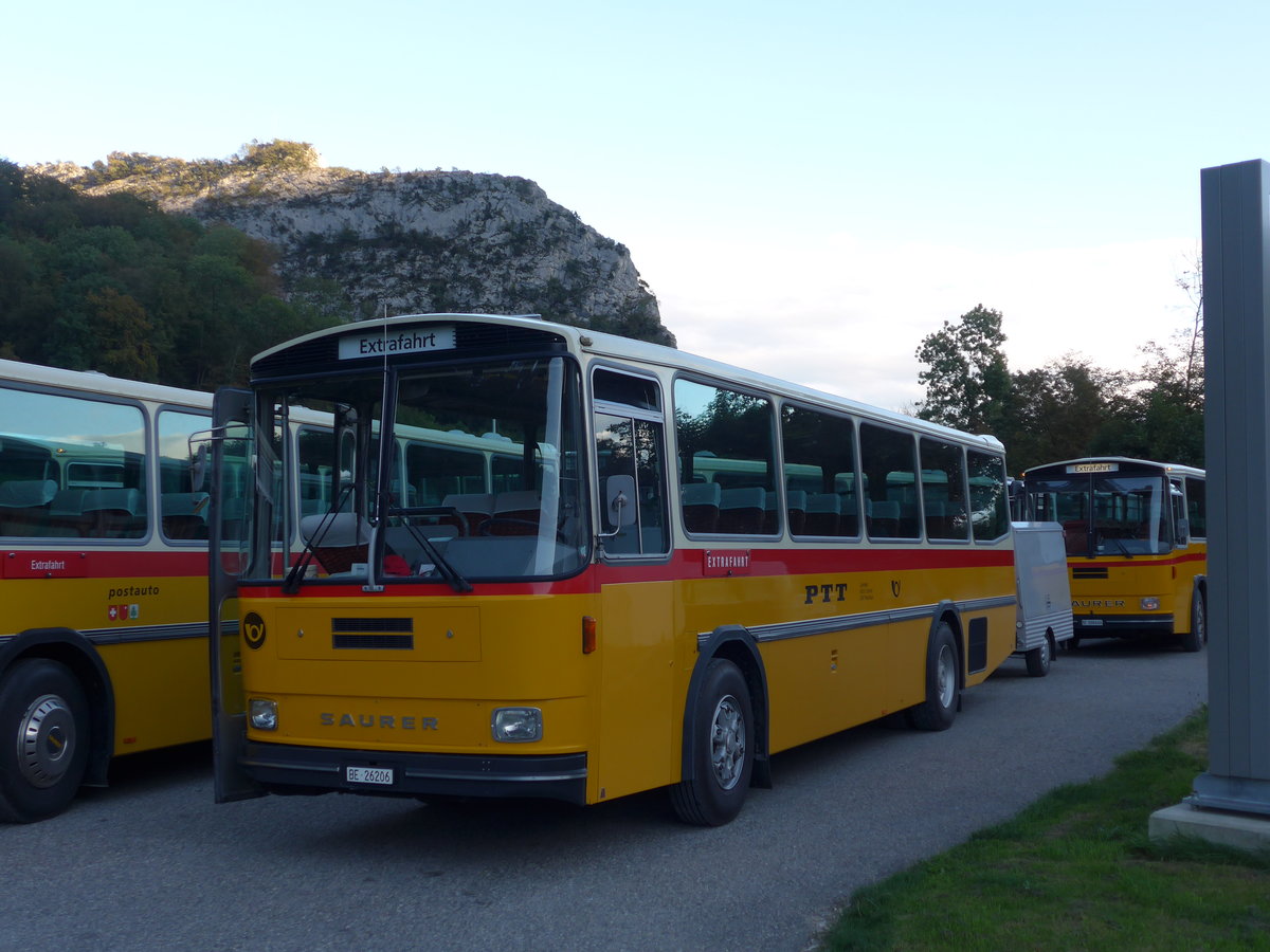 (175'409) - Schmid, Th�rishaus - BE 26'206 - Saurer/T�scher (ex P 24'244) am 2. Oktober 2016 in Oensingen, Bad Klus