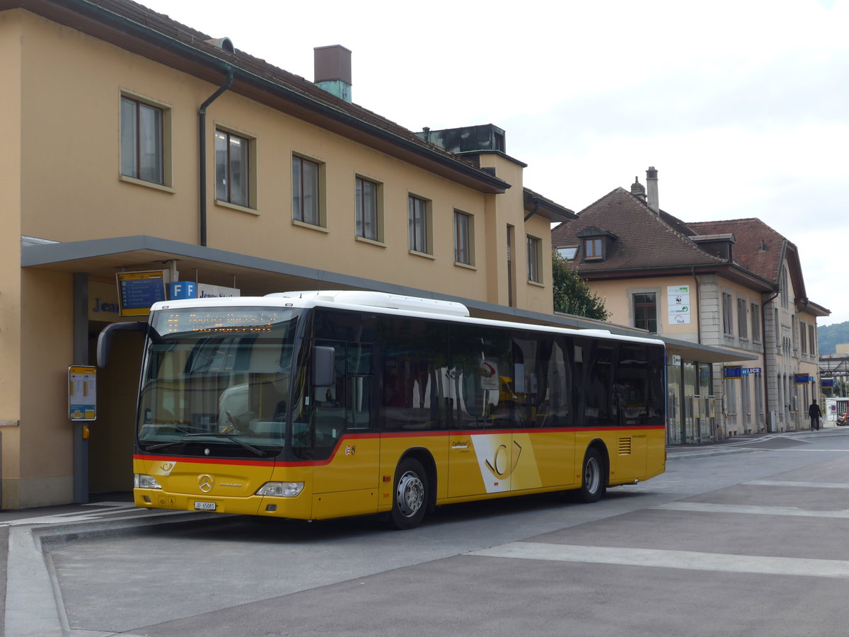 (175'491) - CarPostal Ouest - Nr. 14/JU 65'081 - Mercedes am 7. Oktober 2016 beim Bahnhof Del�mont