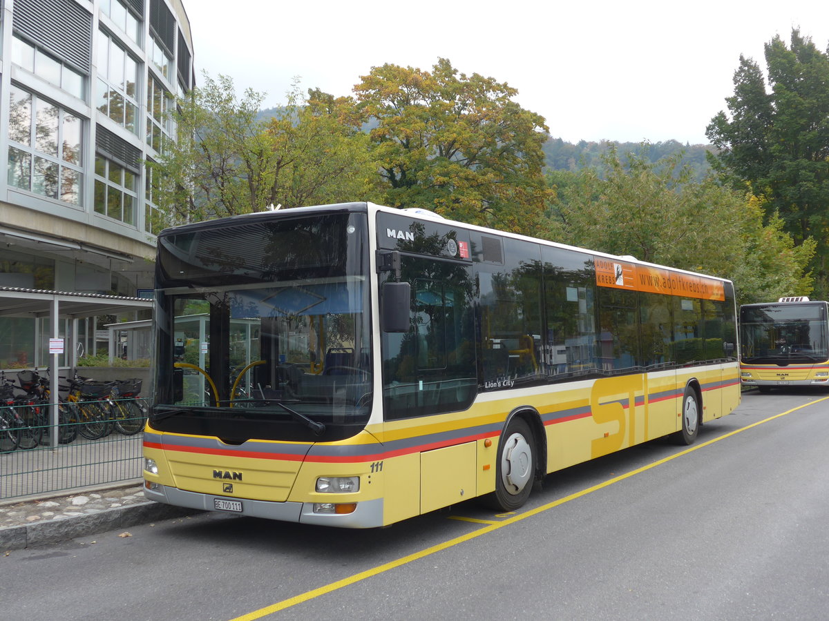 (175'589) - STI Thun - Nr. 111/BE 700'111 - MAN am 11. Oktober 2016 bei der Schiffl�ndte Thun