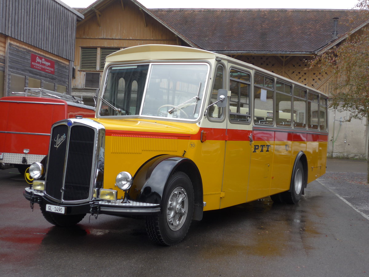(176'313) - Biegger, Uster - Nr. 10/GL 1490 - Saurer/R&J (ex Sidler, Sempach) am 23. Oktober 2016 in Ziegelbr�cke, Museum