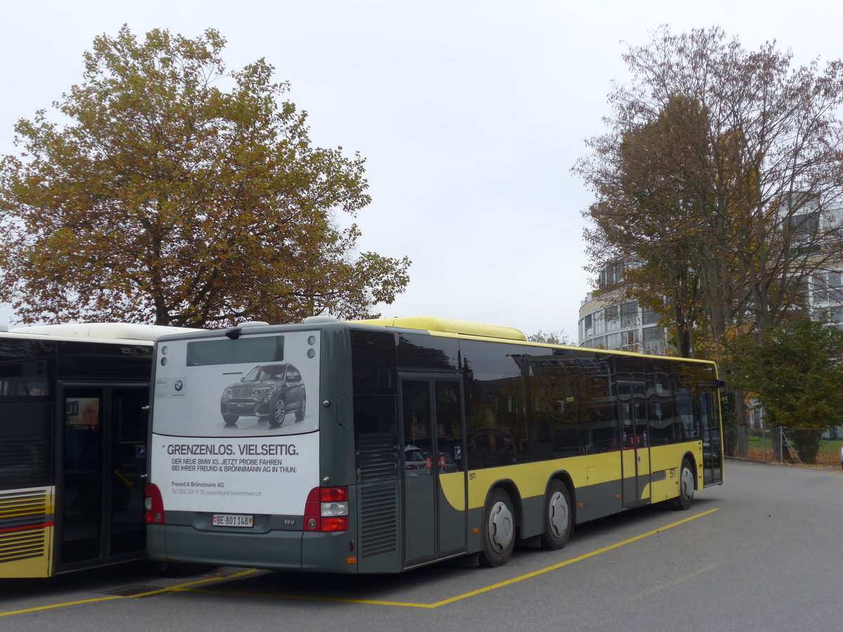 (176'438) - STI Thun - Nr. 148/BE 801'148 - MAN am 31. Oktober 2016 bei der Schiffl�ndte Thun
