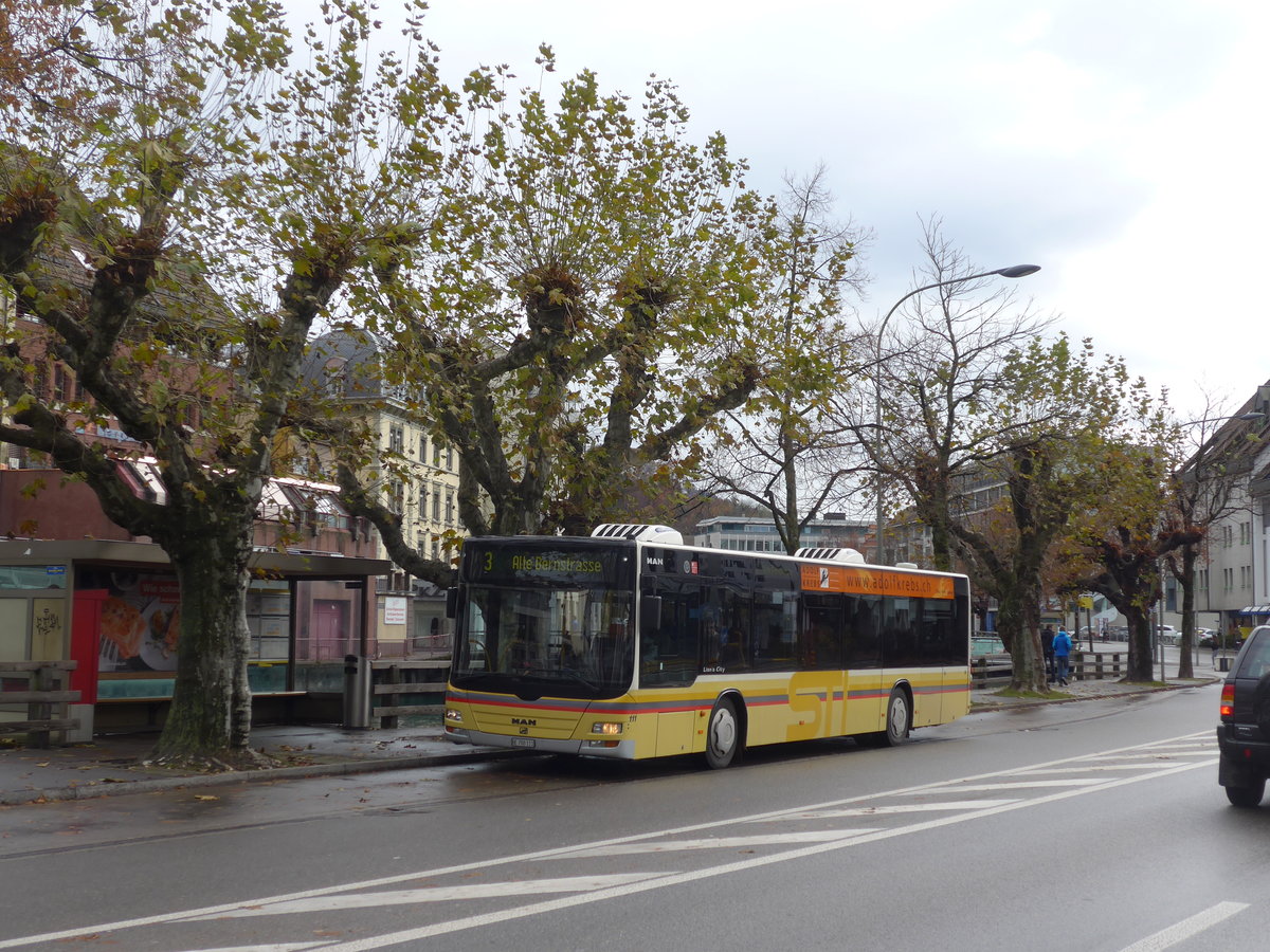 (176'589) - STI Thun - Nr. 111/BE 700'111 - MAN am 11. November 2016 in Thun, Postbr�cke