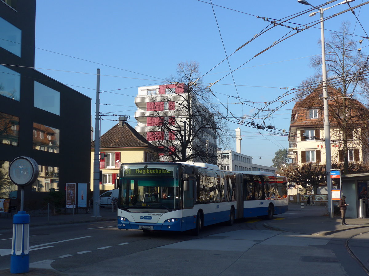 (176'917) - VBZ Z�rich - Nr. 552/ZH 730'552 - Neoplan am 6. Dezember 2016 in Z�rich, Farbhof