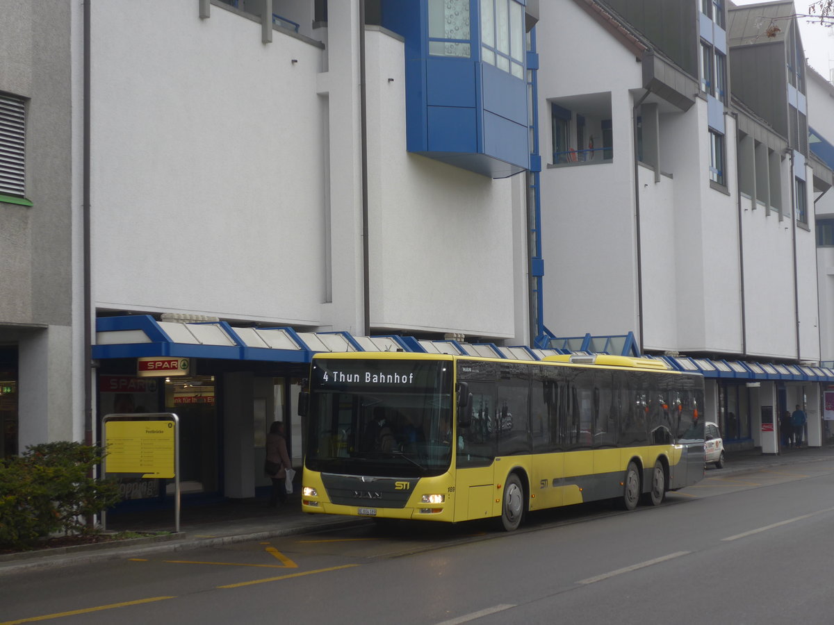 (177'218) - STI Thun - Nr. 189/BE 804'189 - MAN am 16. Dezember 2016 in Thun, Postbr�cke